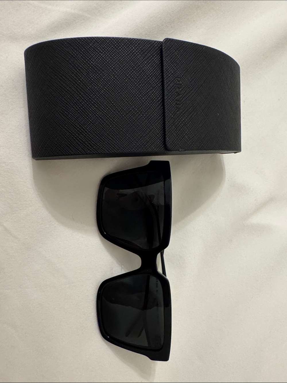 Prada Symbol Black and White Oversized Shield Sunglasses with case